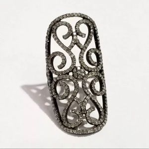 Sterling and pave diamond ring